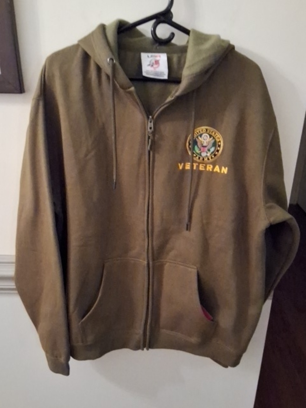 American Exchange Olive Green Veteran Zip Hoodie